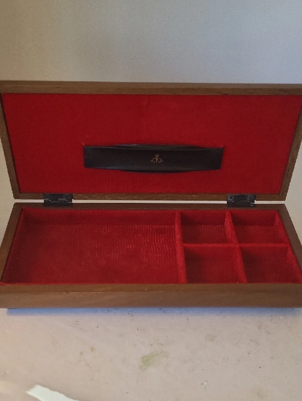 Vvintage Green Felt Wood Craps Jewelry Box Giftwood Japan